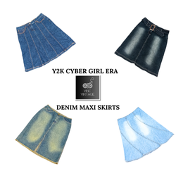 Y2K CYBER GIRL ERA DENIM MAXI SKIRTS - 08 PCS