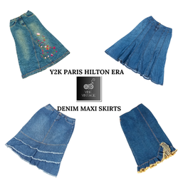Y2K PARIS HILTON ERA DENIM MAXI SKIRTS - 10 PCS
