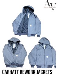 CARHARTT WORKWEAR REWORK STYLE GRAY HOODED JACKETS