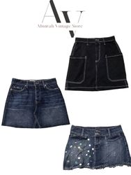 Midi and mini denim skirts