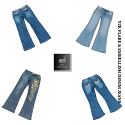 Y2K FLARE & EMBELLISH DENIM JEANS