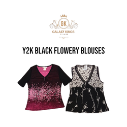 Y2k Black Flowery Blouses
