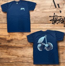 Stüssy リワークスタイル チェリー 8 ボール ブルー T シャツ