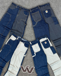 Carhartt rework style denim patchwork pants MOQ 25..