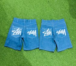 rework style sky blue stussy denim jorts