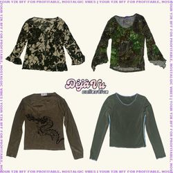 Y2K Earthy Tone European Mesh Tops (DVC#3)
