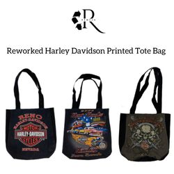 Upcycled Harley Davidson Printed Tote Bag (10 Pcs)