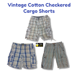 Vintage Cotton Checkered Cargo Shorts