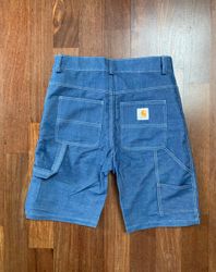 Carhartt Rework Style Denim Blue Shorts white Stit..