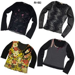 Y2K All Black Rave Full Sleeve Mesh Tops (AA-083)