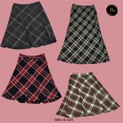 Vintage Y2K Check Wool Skirt – Long Length, Cozy &..