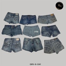 Trendy Y2K Black Embroidered Denim Mini Shorts  (G..