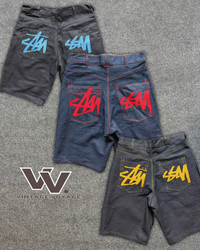Stüssy rework style Denim shorts #10625