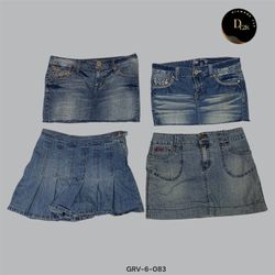 Mini falda de mezclilla azul clásica Y2K (GRV-6-08..