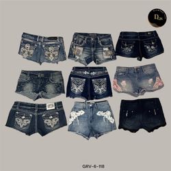Y2K Embroidered Lace Low Rise Shorts (GRV-6-118)