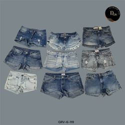 Y2K Distressed Denim Mini Shorts (GRV-6-119)