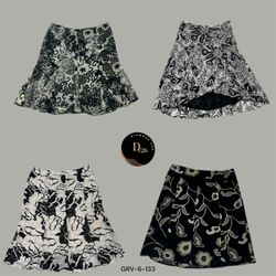 Y2K Noir Vibes | Black Printed Poly Skirt (GRV-6-1..