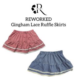Upcycled-Baumwoll-Gingham mehrlagige Rüschenschürz..