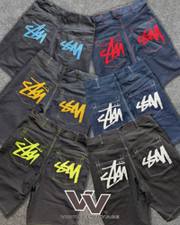 Stüssy rework style denim shorts #16625