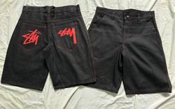 Short en denim noir Rework Style Stussy.