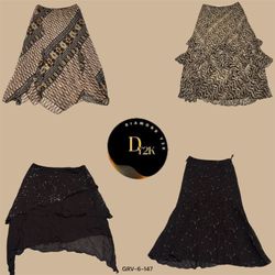 Y2K Earthy Tones | Brown Printed Poly Skirt (GRV-6..