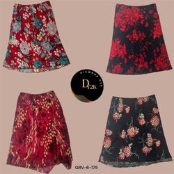 Y2K Red Floral Poly Skirt | Retro Bloom Vibes (GRV..