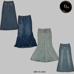 Y2K Maxi Moment | Classic Long Denim Skirt (GRV-6-..