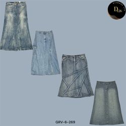 Retro Y2K Long Denim Skirt | High Waist Street Sty..