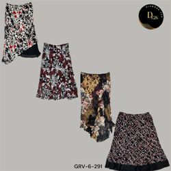 Y2K Red Flora | 100% Poly Silk Skirt Babe (GRV-6-2..