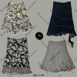 Midnight Muse | Y2K Black Patterned Poly Skirt (GR..