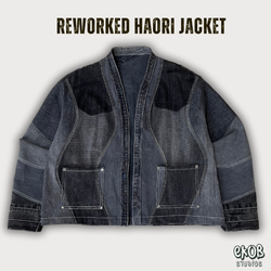 Kimono Styled Upcycled Cropped Denim Jacket