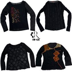 Y2K All Black Gothic Full Sleeve Tops (RW-426)