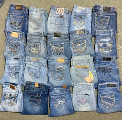 Y2K bestickte Jeans Bootcut