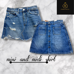 Denim mini and midi skirts