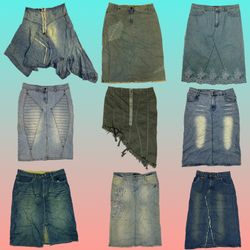 Y2K Representative Denim Midi Skirts (RERP-013)