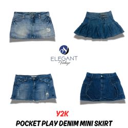 Y2K Pocket Play Denim Mini Skirts - EV690