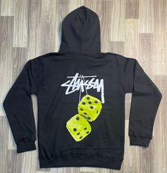 Moletom com capuz estilo Stussy refeito com dados ..