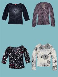 Y2K Monochrome Floral Mesh Top (TS-649)