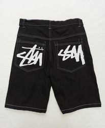 Shorts de Denim com Estampa Stussy Estilo Refeito ..
