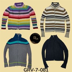 Y2K Double Zipper Cable Knit Sweater for Women – V..