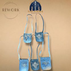 Upcycled Y2K Denim Einkerbt-Taschen mit einem Fach