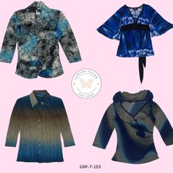 Mutig Blau Bedruckt Langarm | Lässig & Schick (PR-..