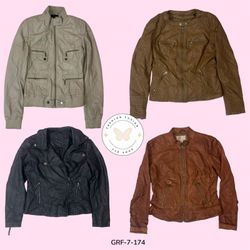 Trendy Black Leather Jacket with Mixed Zipper & Bu..