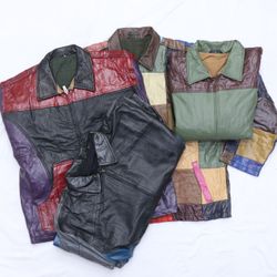 CR4603 Upcycled Herren Damen Multipatch Lederjacke..