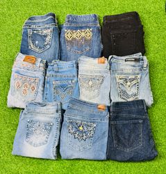 Bootcut embroidery mix jeans