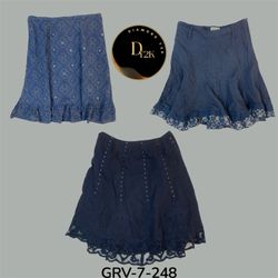 Y2K Blue Cotton Skirt – Early 2000s Style (GRV-7-2..