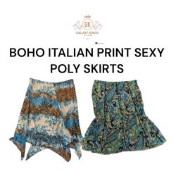 Boho Italian Print Sexy Poly Skirts