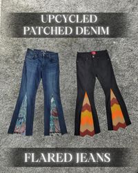 Upcycled Patched Denim Flared Jeans