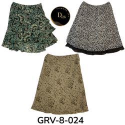 Y2K brown printed poly skirt (GRV-8-024)