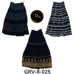 Black printed cotton skirt (GRV-8-025)